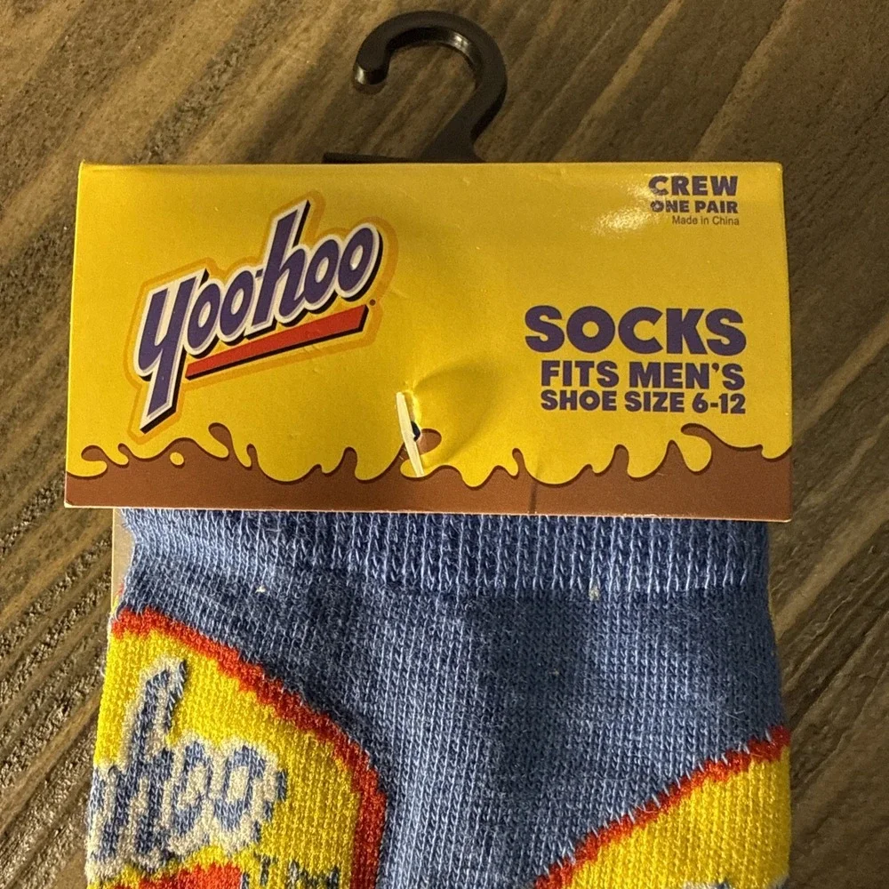 NWT Yoohoo Drink Novelty Crew Socks Men's‎ Size 6-12 Odd Sox Food Gift One-Pair